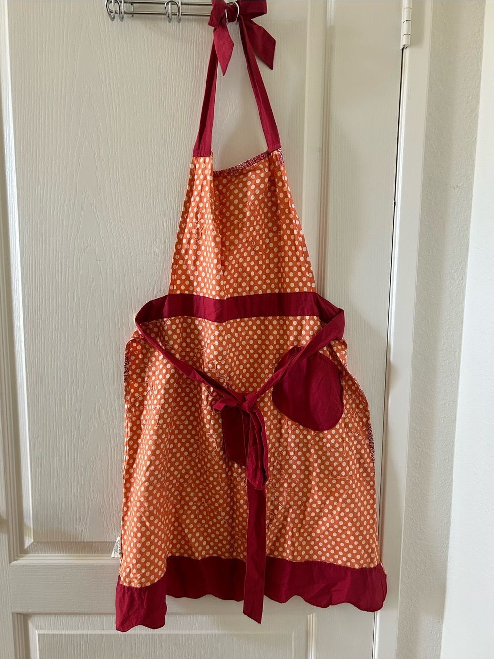 Anthropologie Floral Polka Dot Apron - Orange & Red - Picture 2 of 6